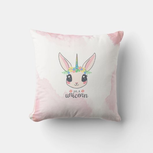 Coussin Unicorne rose doux (Recto)