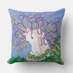 Coussin Unicorne rose et violet