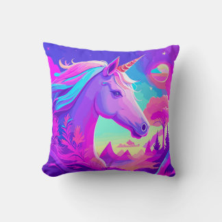 Coussin Unicorne rose magique