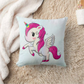 Coussin Unicorne rose mignonne avec ailes (Couverture)