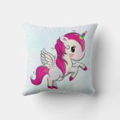Coussin Unicorne rose mignonne avec ailes (Verso)
