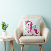 Coussin Unicorne rose mignonne avec ailes (Chaise)