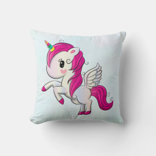 Coussin Unicorne rose mignonne avec ailes