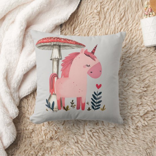 Coussin Unicorne Whimsical Sous Champignons Carré P Parapl (Couverture)