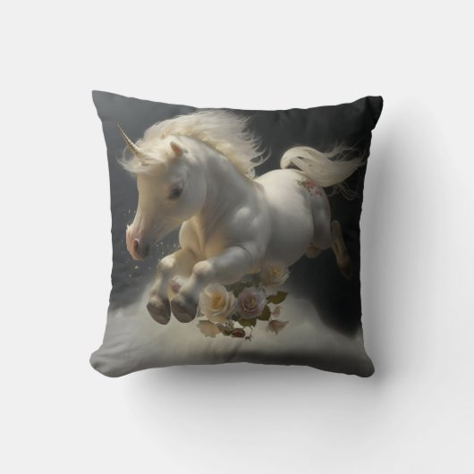 Coussin Unicornes florale mignonne volant petit poney (Recto)