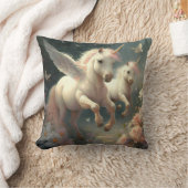 Coussin Unicornes florale mignonne volant petit poney (Couverture)