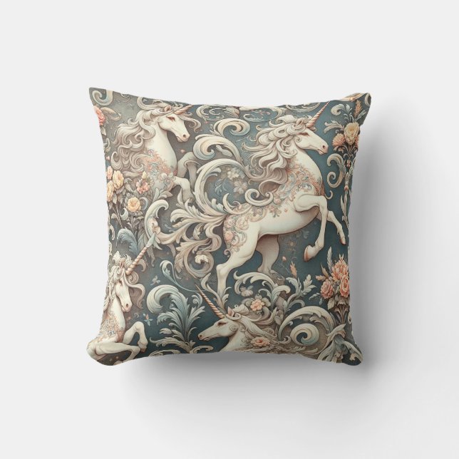 Coussin Unicornes victoriennes mystiques : Enchantées flor (Recto)