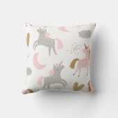 Coussin Unicorns Magique rose Grey Boho Girly mignonne (Verso)