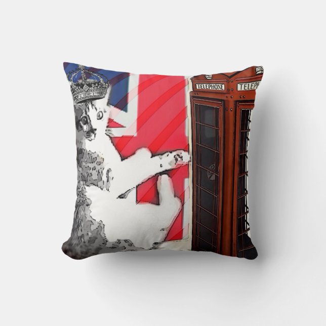 Coussin union jack flag cabine téléphonique couronne kitty (Recto)