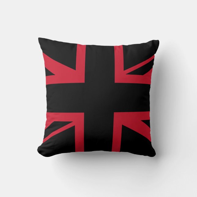 Coussin Union Jack ~ Noir et Rouge (Recto)