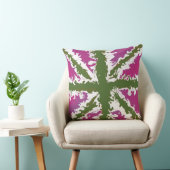 Coussin Union Jack Peint Royaume-Uni Art rose et vert Déco (Chaise)