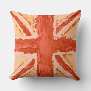 Coussin Union Jack Peint UK Art Tangerine par Heva Weva