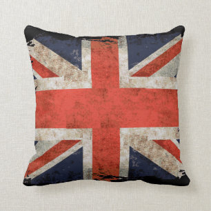 Coussin Union Jack rasé vieilli