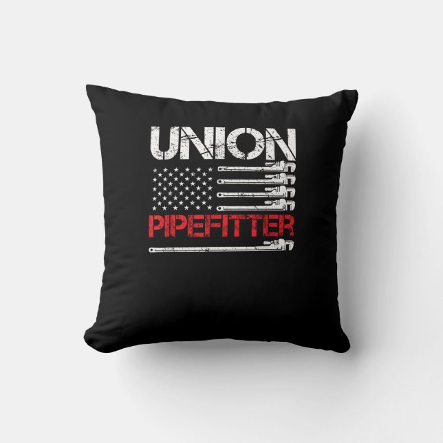 Coussin Union Pipefitter Union Fort États-Unis Drapeau amé (Recto)
