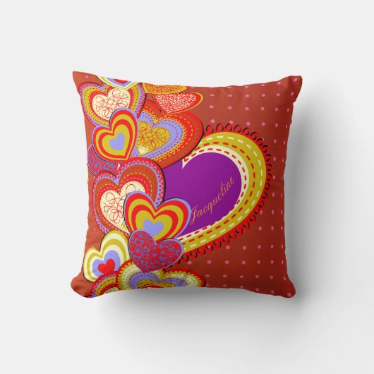 Coussin unique de coeur d'amour de Saint-Valentin (Recto)