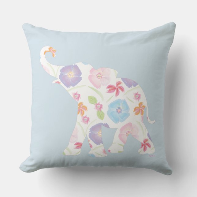 Coussin Unique Eléphant Art Flower Motif Moderne Unique (Recto)