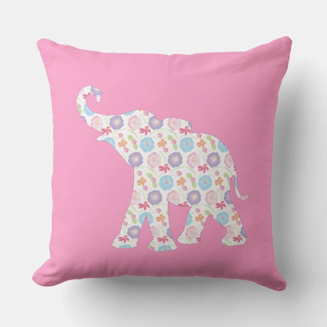 Coussin Unique Eléphant Motif Art Graphique rose moderne (Recto)