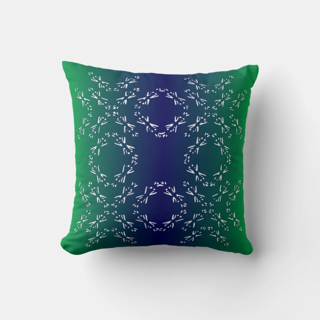 Coussin unique et belle motif bleu-vert (Recto)