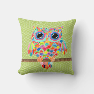 Coussin Unique Funky Moderne Chaux Vert Chouette Art Cuisi