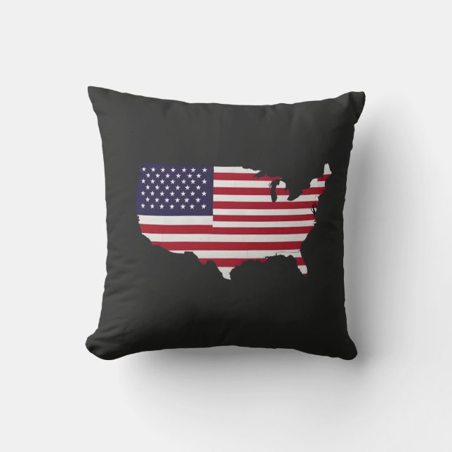 Coussin United States Map Filled with American Flag (Recto)