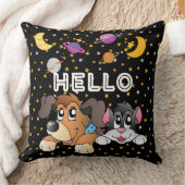 Coussin Univers amusant planète noire chambre enfants (Couverture)