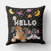 Coussin Univers amusant planète noire chambre enfants (Verso)