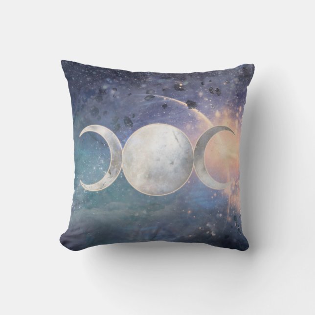 Coussin Univers Triple Lune Déesse de la Pierre de Lune Cé (Recto)