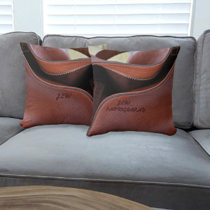 Coussin Unzipped Brown Faux Leather Personnalisable