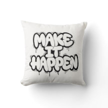 Urban Graffiti Text Art Throw Pillow