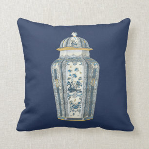Coussin Urne asiatique décorative dans bleu et blanc