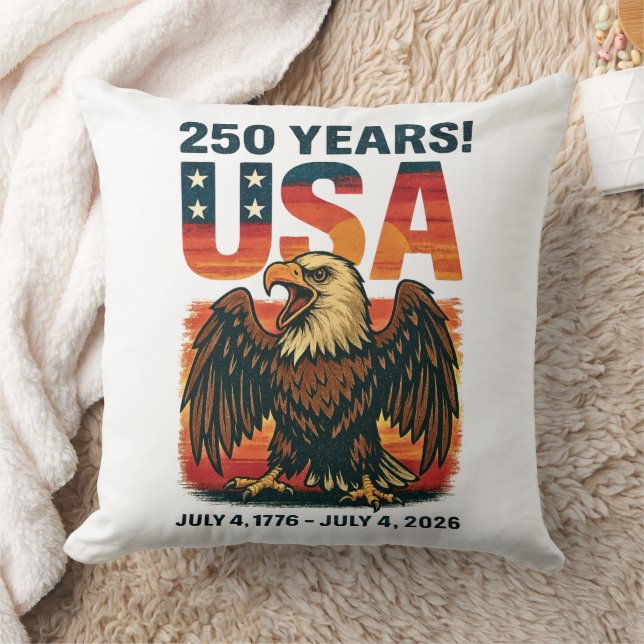 Coussin USA 250 Years - Patriotic Bald Eagle 4 juillet 202 (Couverture)