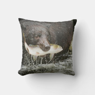 Coussin USA, Alaska, Anan Creek. Gros Plan De L'Ours Noir