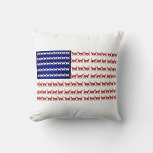 Coussin USA Flat Cats Red White and Blue Thlow Pillow