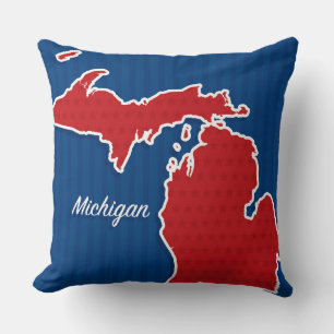 Coussin USA Michigan State Patriotic Stars and Stripes Map
