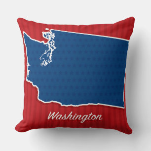 Coussin USA Washington State Patriotic Stars Carte des ban