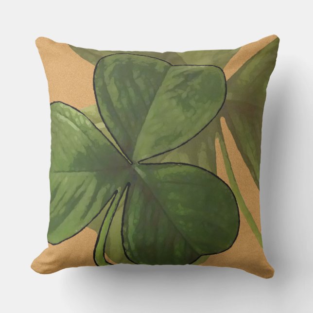 Coussin Usines vertes de shamrock sur la couleur faite sur (Recto)