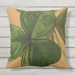 Coussin Usines vertes de shamrock sur la couleur faite sur