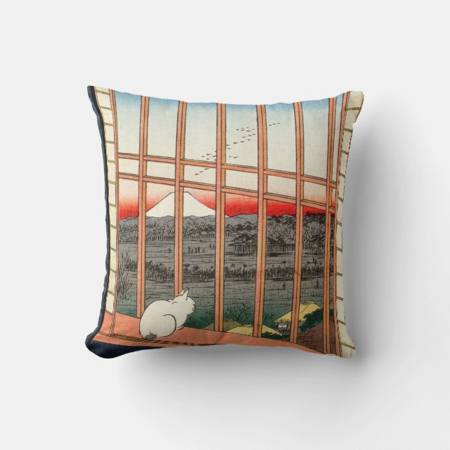 Coussin Utagawa Hiroshige - Champs de riz Asakusa (Recto)