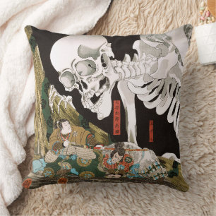 Coussin Utagawa Kuniyoshi Warrior vs Ghost, Art Japonais