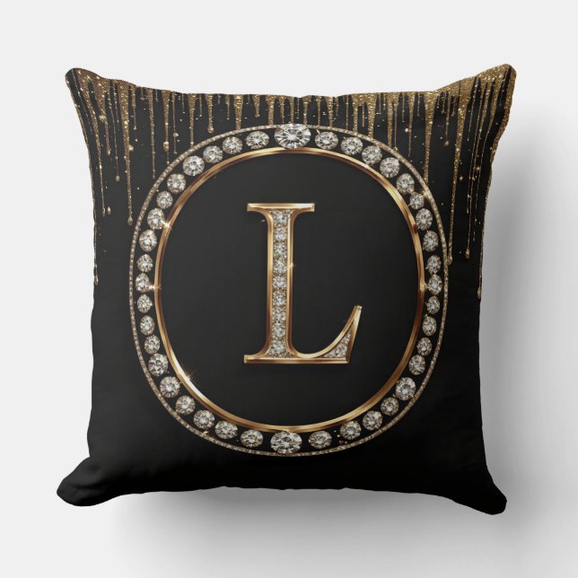 Coussin Utilisation de la marque lettre L monogramme paill (Recto)