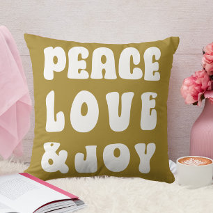 Coussin Vacances Amour Joie Paix Groovy Rétro Vert