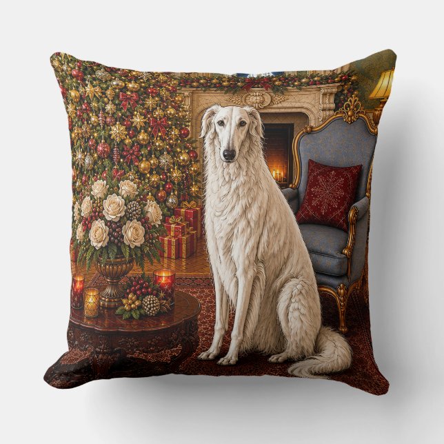 Coussin Vacances Borzoï  (Recto)