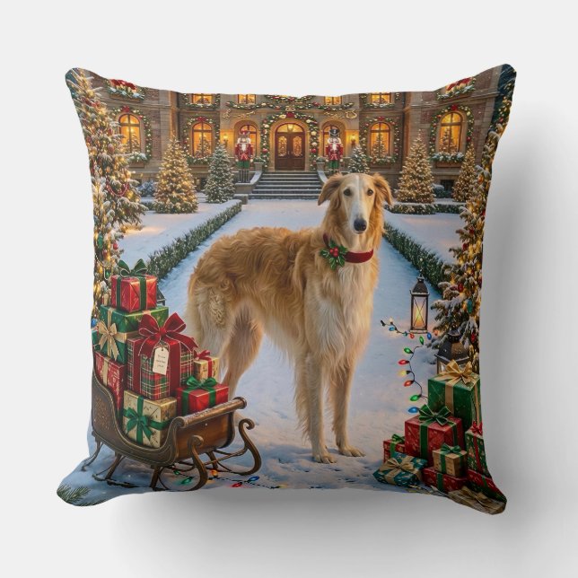 Coussin Vacances Borzoï  (Recto)