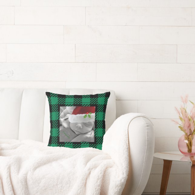 Coussin Vacances Buffalo Plaid Keepsaké photo vert noir (Canapé)