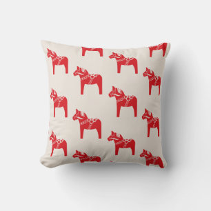 Coussin Vacances d'Art Scandinave Cheval Suédois Rouge