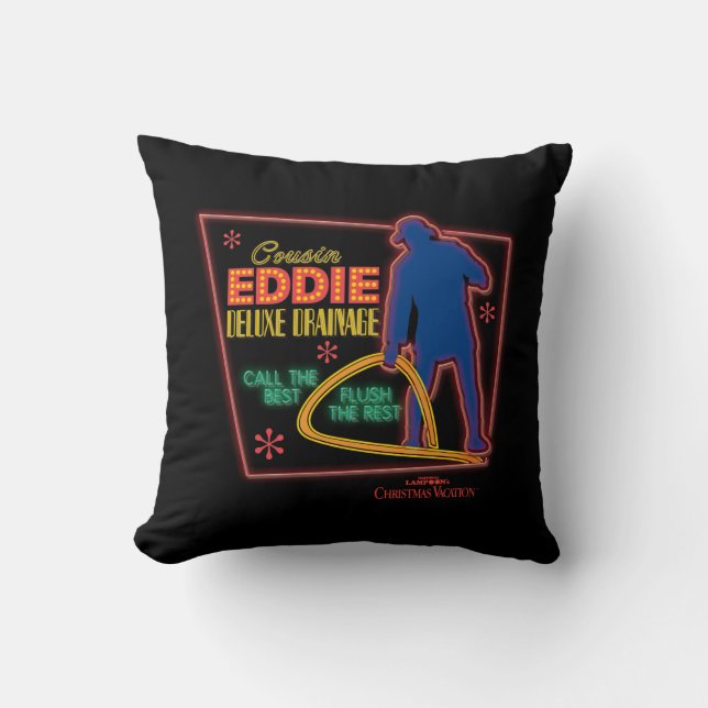 Coussin Vacances de Noël | Symbole Cousin Eddie Neon (Recto)