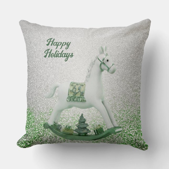 Coussin Vacances de Noël vert à Cheval Blanc (Recto)