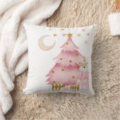 Coussin Vacances d'hiver rose ours coton (Couverture)