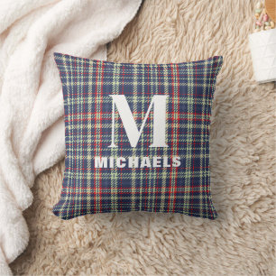 Coussin Vacances Elégant Monogramme Première Marine Blue P