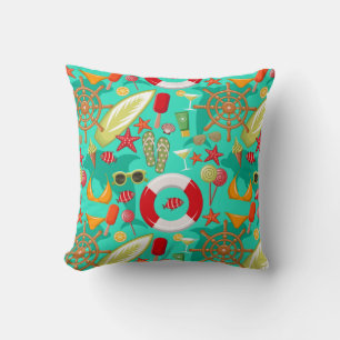 Coussin vacances été plage motif